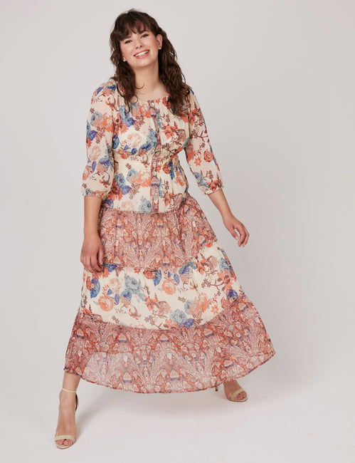 Figueroa & Flower Print Tiered Maxi Dress - Plus