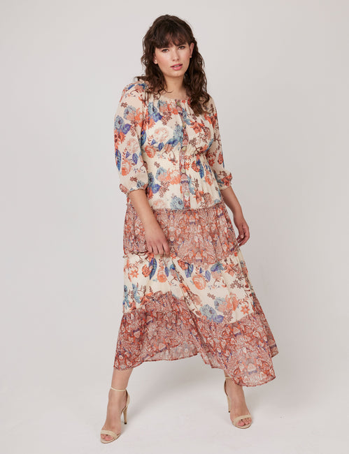 Figueroa & Flower Print Tiered Maxi Dress - Plus